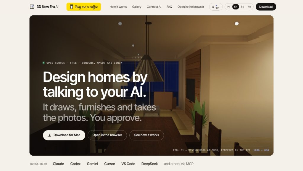 3D New Era AI lets an agent draw walls you can inspect and undo official project page captured by CoderHype on October 6, 2026