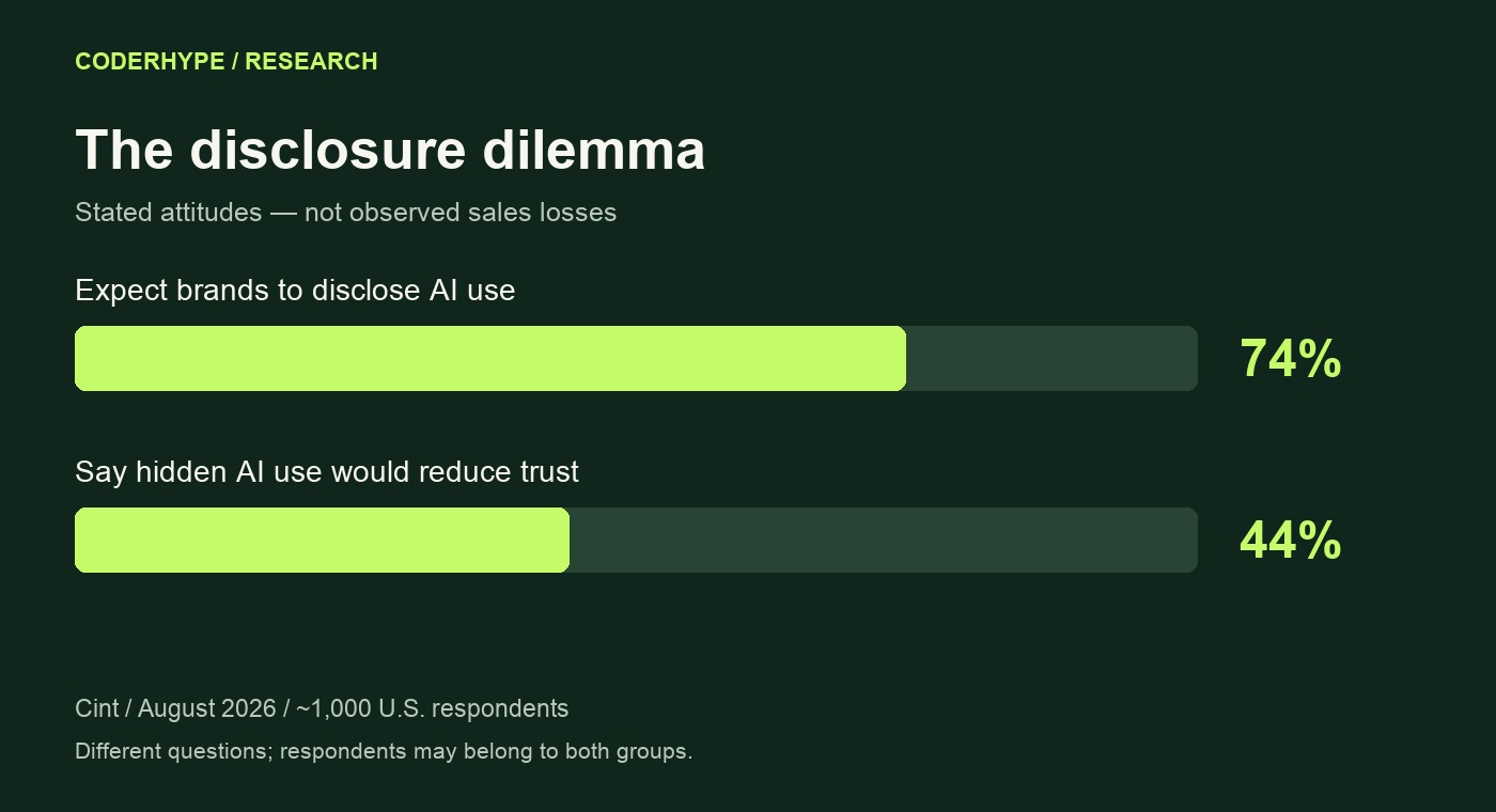 Cint survey: 74 percent expect AI disclosure; 44 percent say undisclosed AI advertising would reduce brand trust