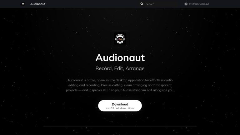 Audionaut lets an assistant edit a multitrack session you can undo official project page captured by CoderHype on October 6, 2026