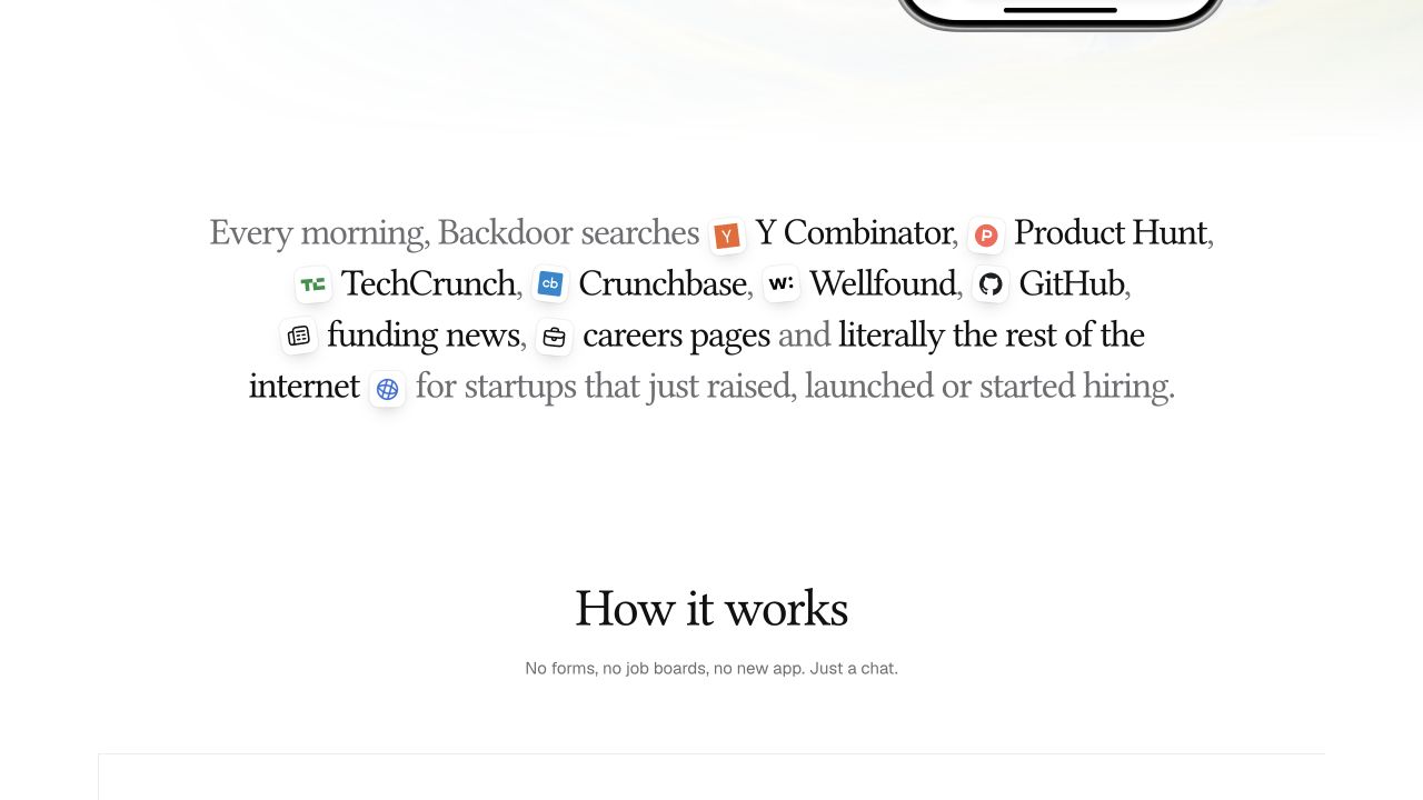 Backdoor website: product features
