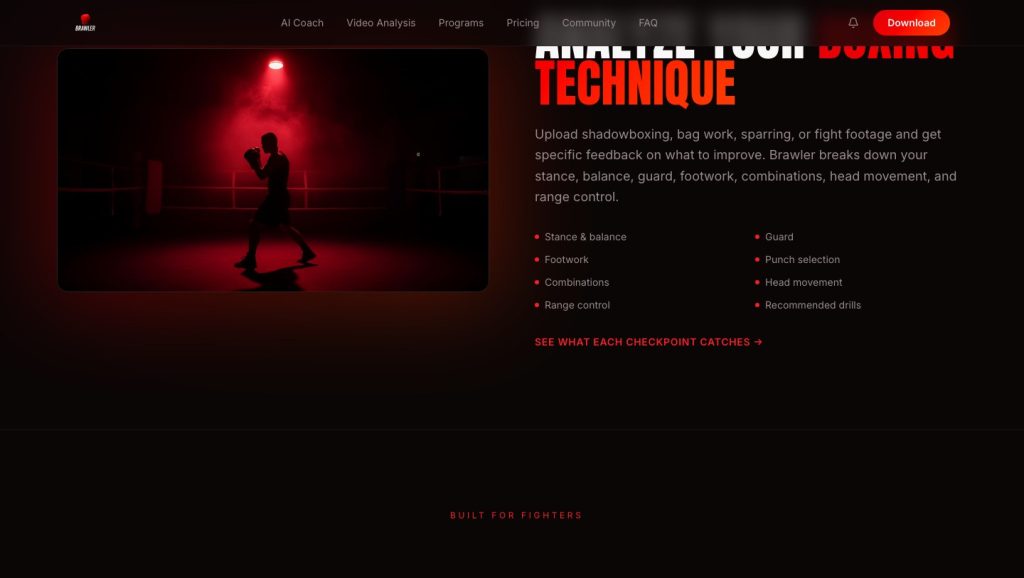 The video-analysis section and its technique checkpoints.