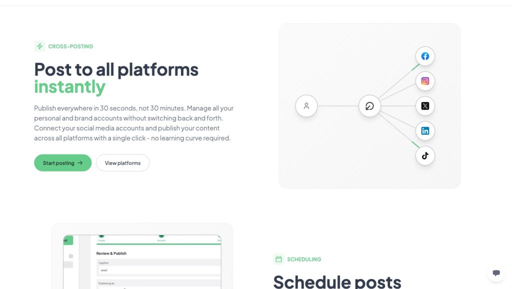 Public demonstration of posting content across connected platforms.
