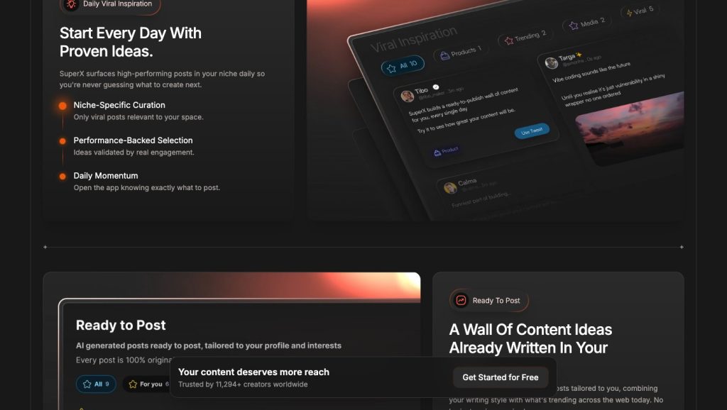 Content discovery and idea-development features shown on the official site.
