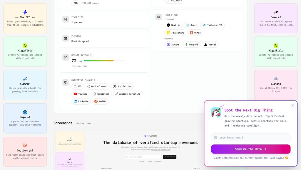 Additional public profile information and the site’s discovery interface.