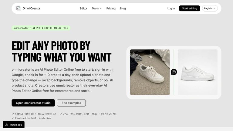 Omni Creator website and product interface