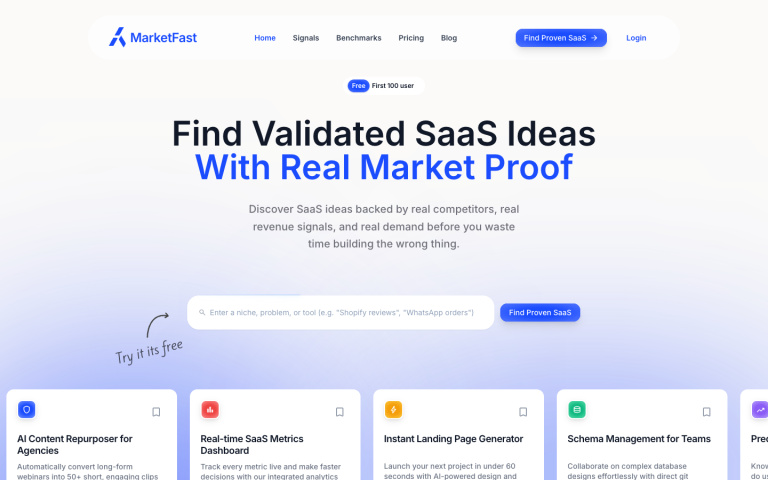 MarketFast homepage screenshot, captured by CoderHype on October 1, 2026
