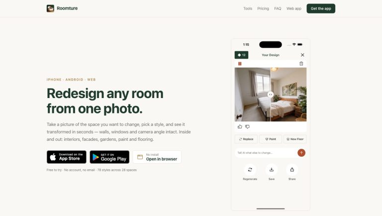 Roomture tries a new interior in the room you already have official project page captured by CoderHype on October 6, 2026