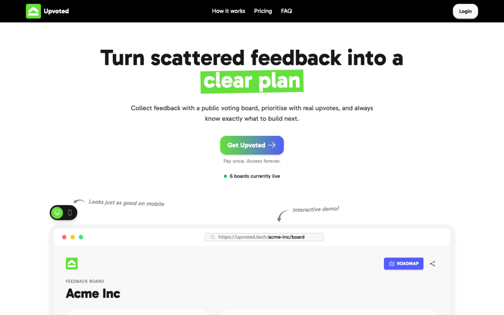 Upvoted homepage screenshot, captured by CoderHype on October 1, 2026