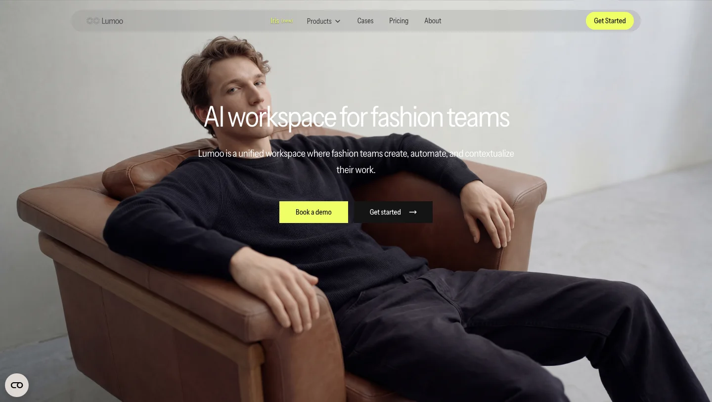 Lumoo homepage presenting its AI workspace for fashion teams