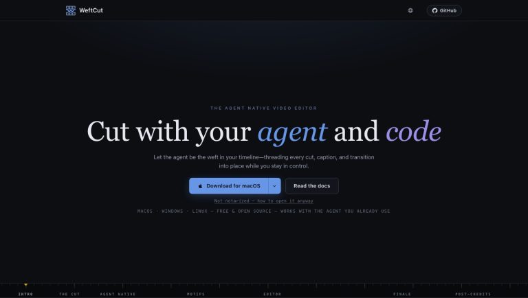 WeftCut puts a coding agent on a real video timeline official project page captured by CoderHype on October 6, 2026
